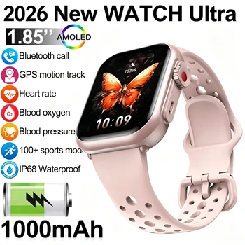 Nuovo 2026 Smartwatch Ultra per Android e iOS, Orologio Intelligente da Donna con Batteria da 1000mAh, Schermo AMOLED Full Touch da 1,85 Pollici, Chiamate Bluetooth, Elegante Smartwatch Femminile