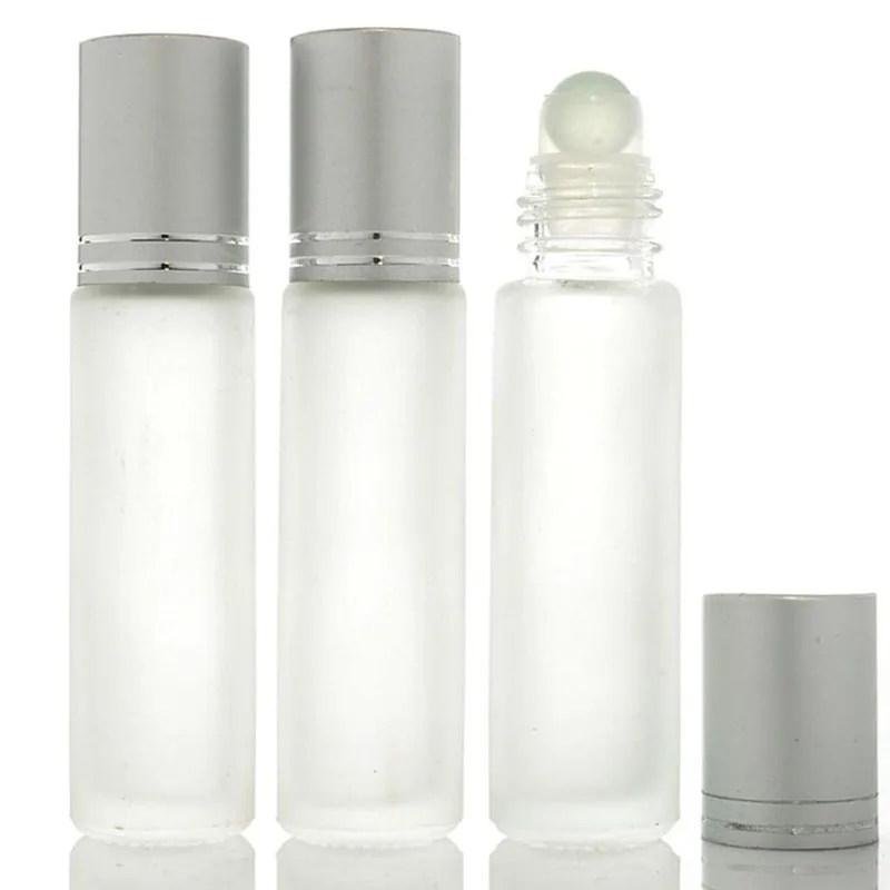 Frosted Glass Essential Oil Roller Bottle with Stainless Steel Ball - 5ml/10ml