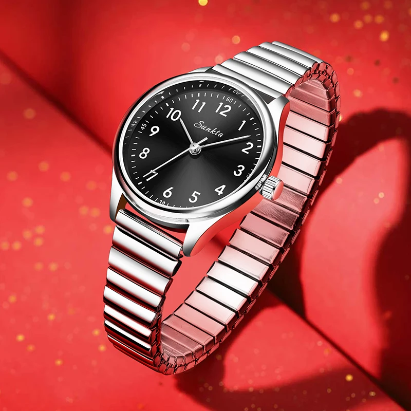Sunkta Fashion Luxury Quartz Woman Watch StylishCasual Elegant Stainless Steel Simple Waterproof Women's Wristwatch Ladies Gifts 3