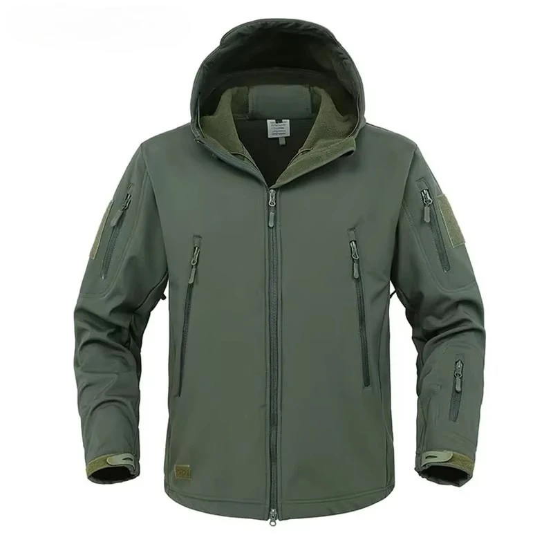 Veste militaire soft shell homme - Imperméable coupe-vent tactique avec capuche bomber