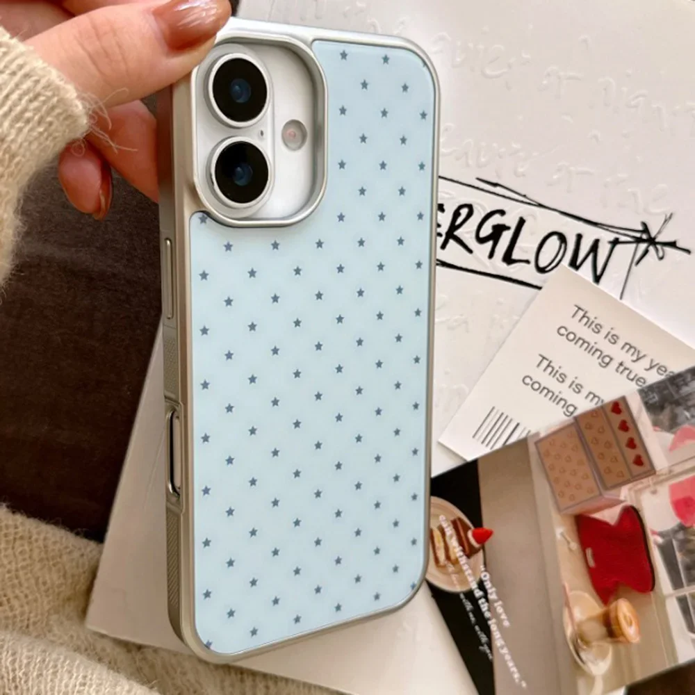 Full Screen Blue Stars Electroplated Drip Glue Phone Case - Creative Cover