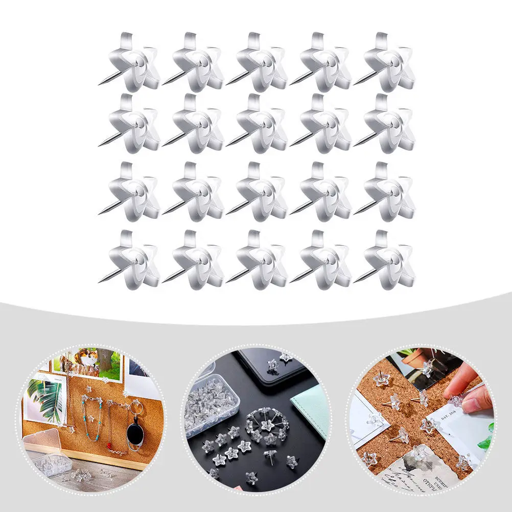200Pcs 별 모양 압정 고급 플라스틱 푸시핀 게시판 지도 마커 포스터 액세서리를 위한 우아하고 섬세한 디자인