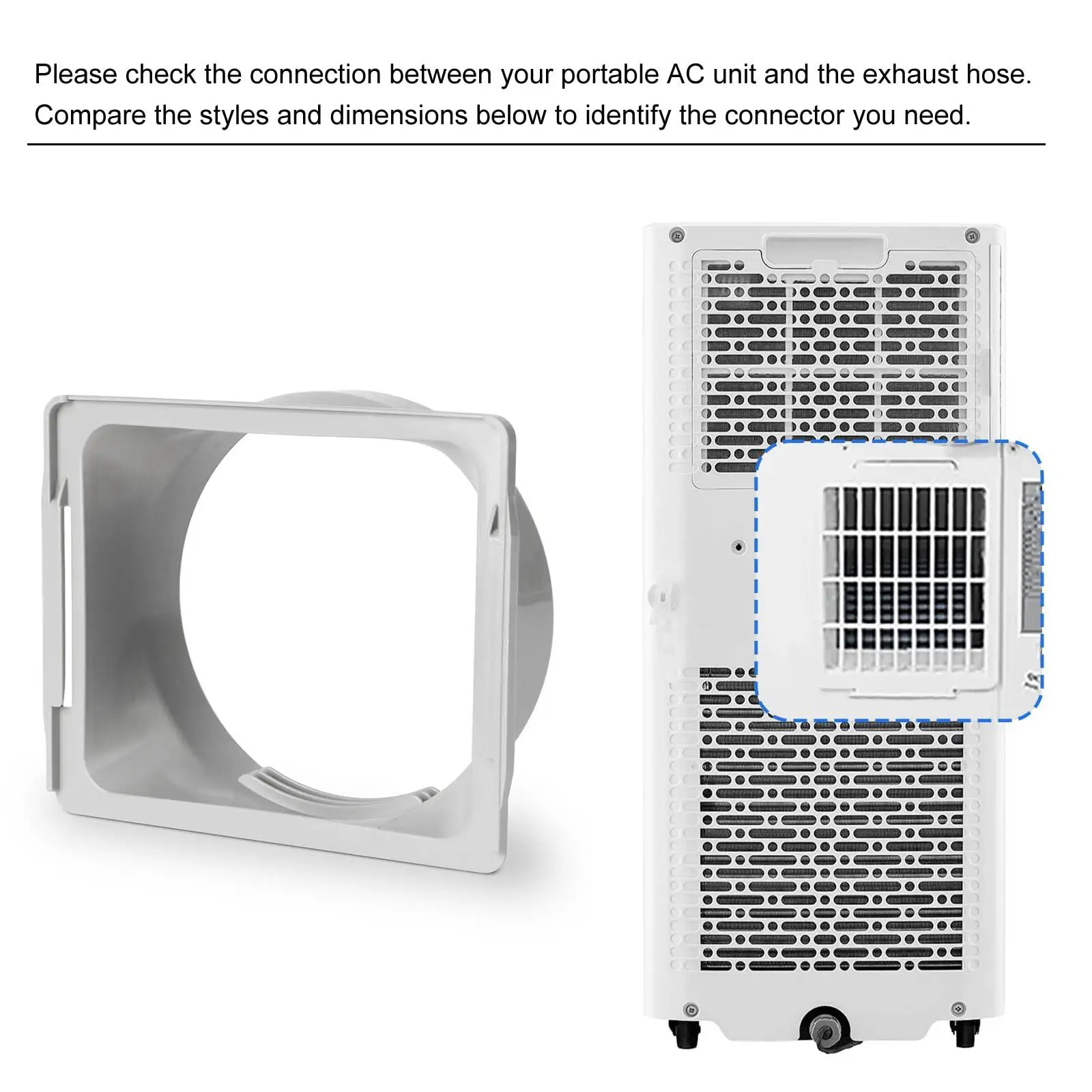 Portable Air Conditioner Hose Tube Connector Extension White Plastic Repair Adapter for Vent Kits