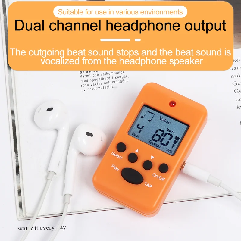 Compact Clip-On Digital Metronome with Adjustable Volume and LCD Display