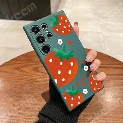 Adorable Strawberry Design Soft Phone Case Cover - S23 Ultra (Green 2A503)
