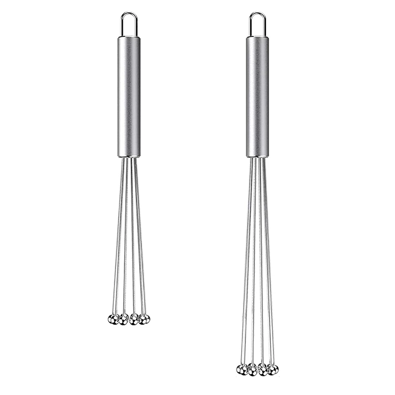 2 Pcs Stainless Steel Ball Whisk Wire Egg Whisk Set Suitable For Kitchen Cooking, Stirring, Whisking, Beating-Regular Store
