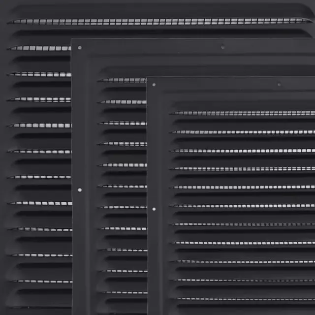 ฝาครอบตะแกรงระบายอากาศอลูมิเนียม ผนังด้านนอกทรงสี่เหลี่ยม ช่องระบายอากาศ กระจังหน้าระบายความร้อน ระบบทําความเย็น และช่องระบายอากาศ ระบบและชิ้นส่วน HVAC 1