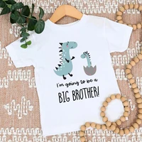 Dinosaur&I‘m Going To Be Big A Brother Print Kid Tee Shirt Casual Short Sleeve Child Tees Top Pregnancy Announcement Clothes 1