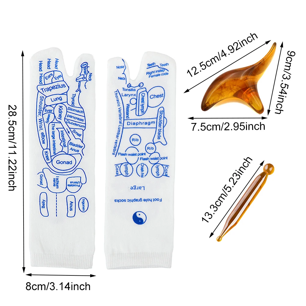 Foot Massage Socks Acupressure Reflexology Socks Yoga Foot Massage Point Diagram Acupoint With Sticks 1Pair foot massage socks