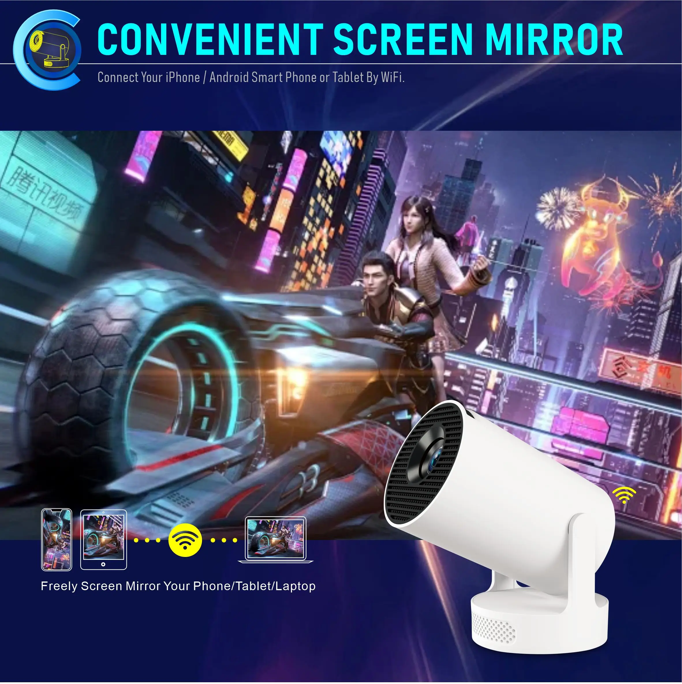 Projector HY300 Ultra 4K Android11 WiFi6 BT5.0 290 ANSI Built in 5W Speaker Ultr