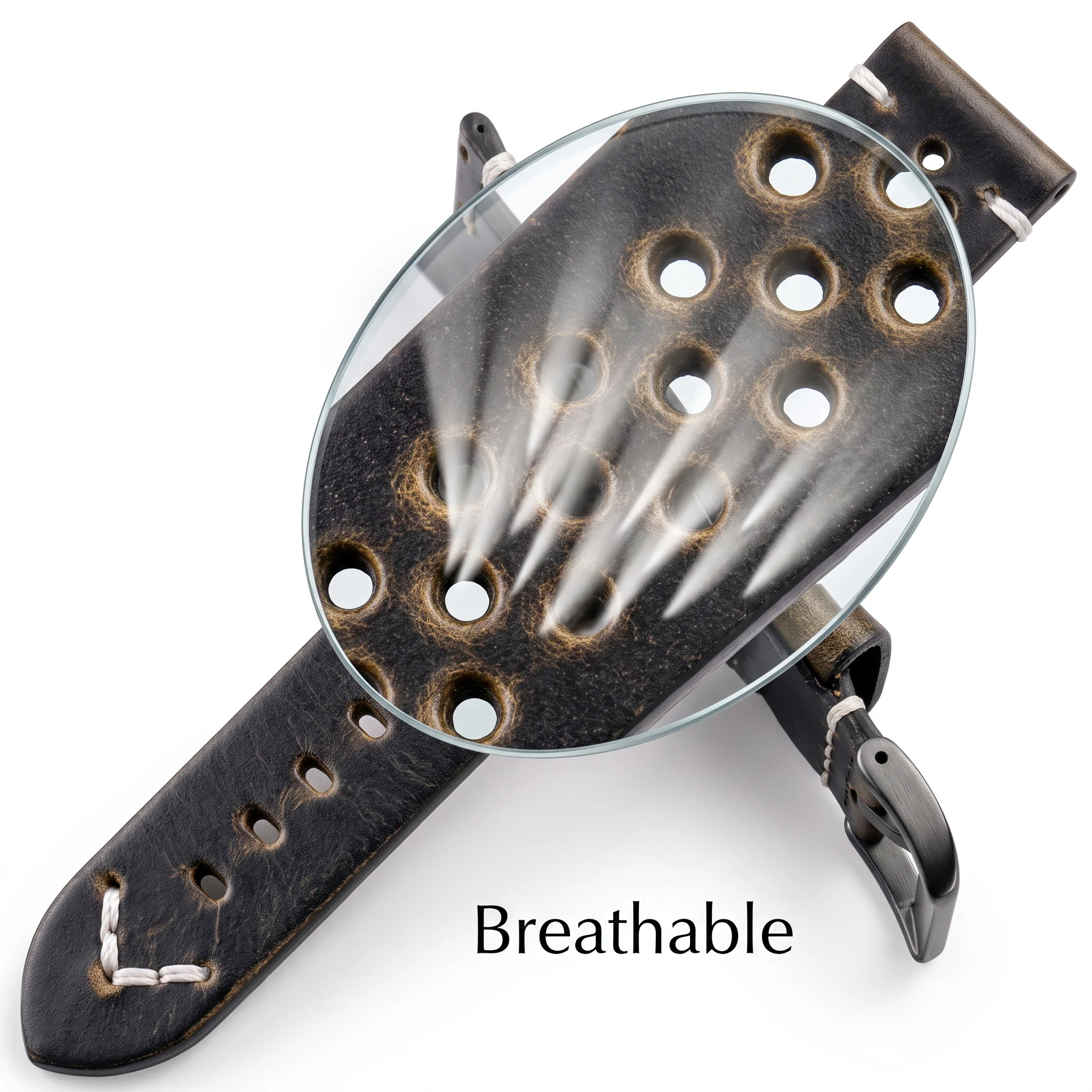 Vintage-Style Handmade Oil Wax Genuine Leather Watch Band for Men - Available in Black, Brown, Yellow, and Green