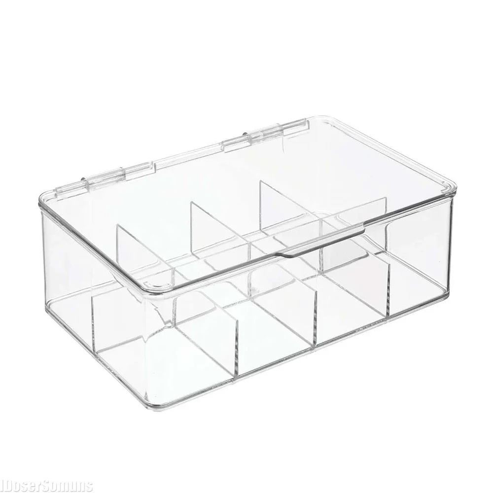 Tea Organizer for Drawer Divided Clear Tea Box Household Coffee Storage Boxs Desktop Bag Container Clear Acrylic Storage Box tea tin box tea canister