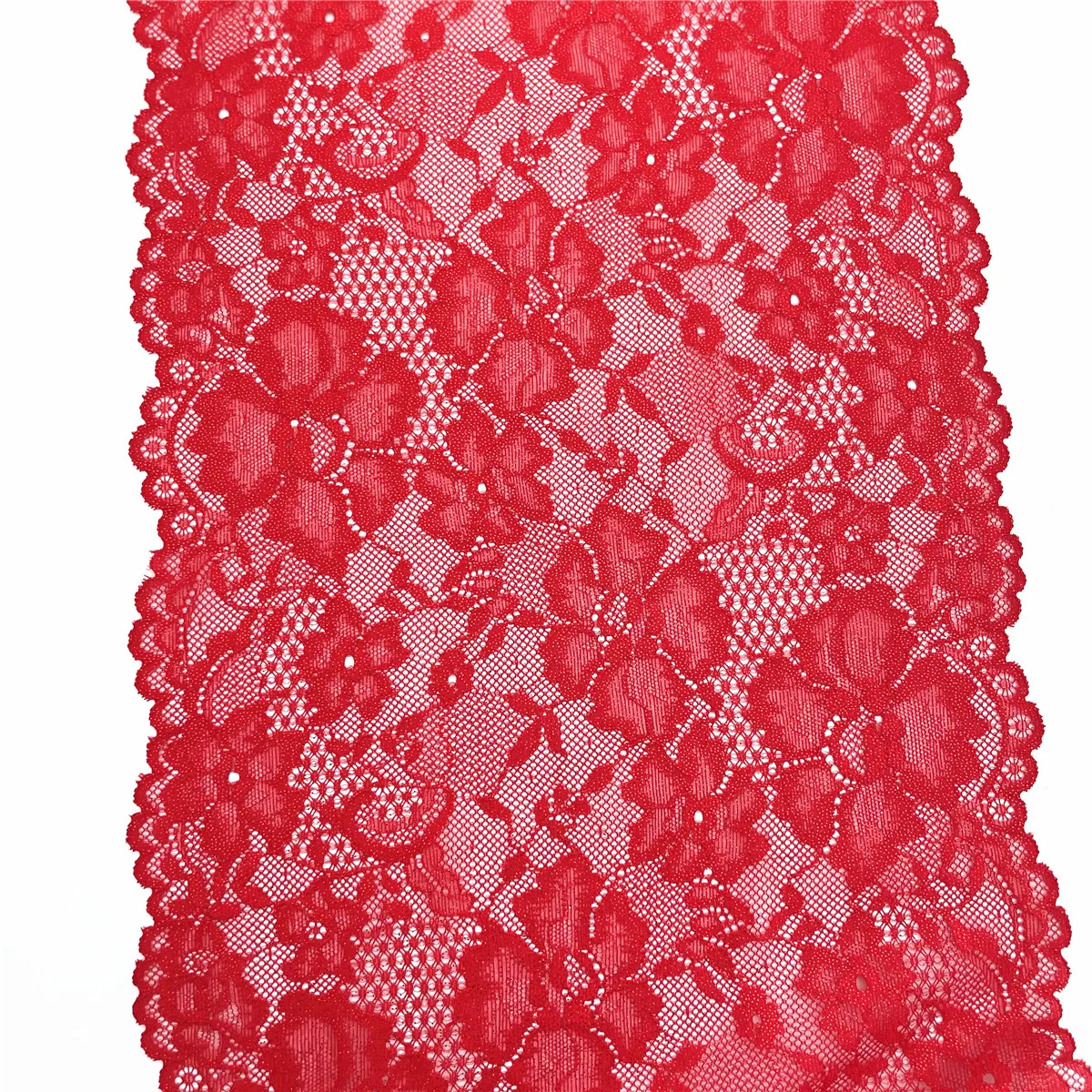 3y/lot Width 22.50cm Red With Foil Shimmer Shiny Elastic Lace Trim 2