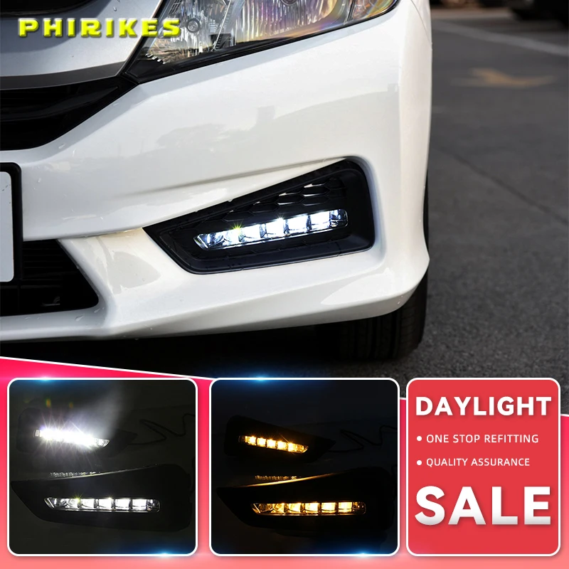 

Дневные ходовые огни для Honda City 2015 2016 2017, 2 шт., 12 В, желтого цвета