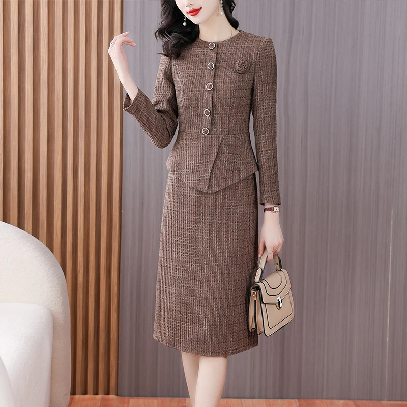 

Long-sleeved daily workplace can wear women's new autumn style celeb temperament slimming suit dress