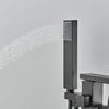 Matte Black Square Bathtub Shower Faucets Floor Standing Faucet Hot Cold Water Shower Mixer Tap Bathroom Waterfall Mixer 4