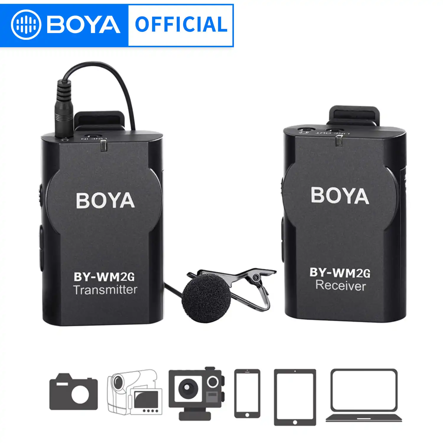 BOYABYWM2GWirelessLavalierMicrophonewithGoProCableConvertor