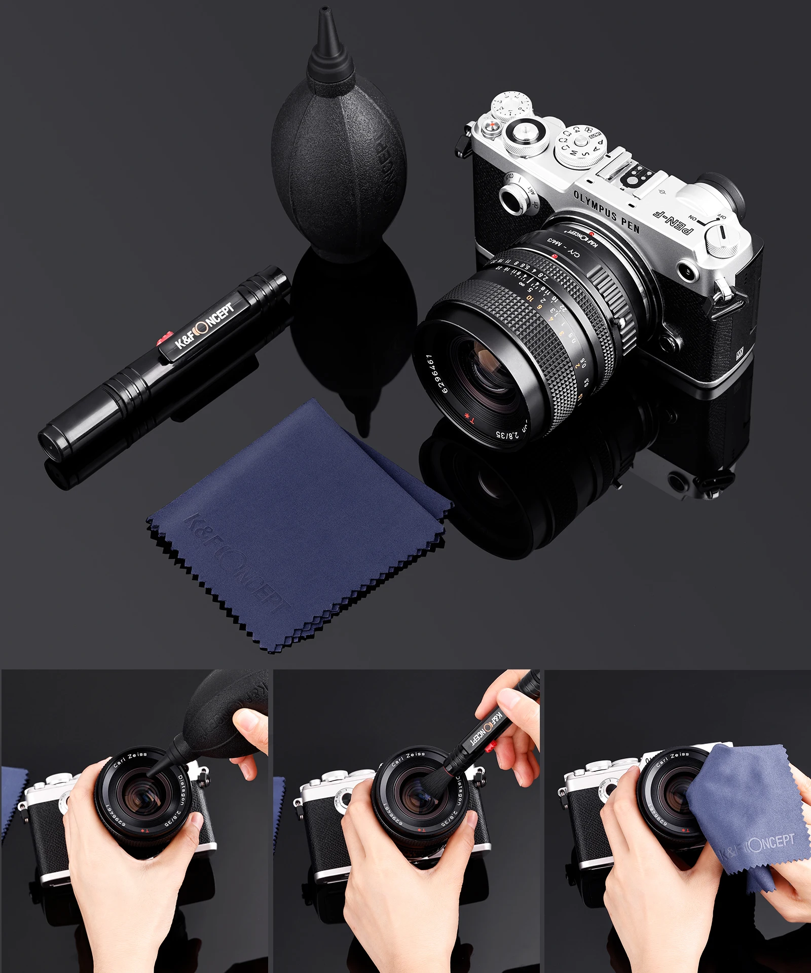 Camera Cleaning Kit 3 In1 With Air Blower And Lens Cleaning Pen And Cloth For Camera Lenses Filters K&F CONCEPT
