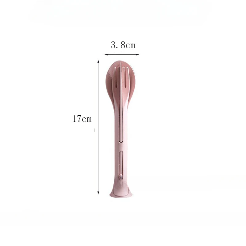 Wheat Straw 3-in-1 Portable Knife, Fork and Spoon Family Plastic Spoon and Fork Wheat Western Food Tableware Set