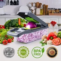 Hachoir à Légumes Multifonctionnel avec Poignée, Râpe Alimentaire, Trancheur, D479, Coupe 14/16 en 1, Articles de Cuisine 2