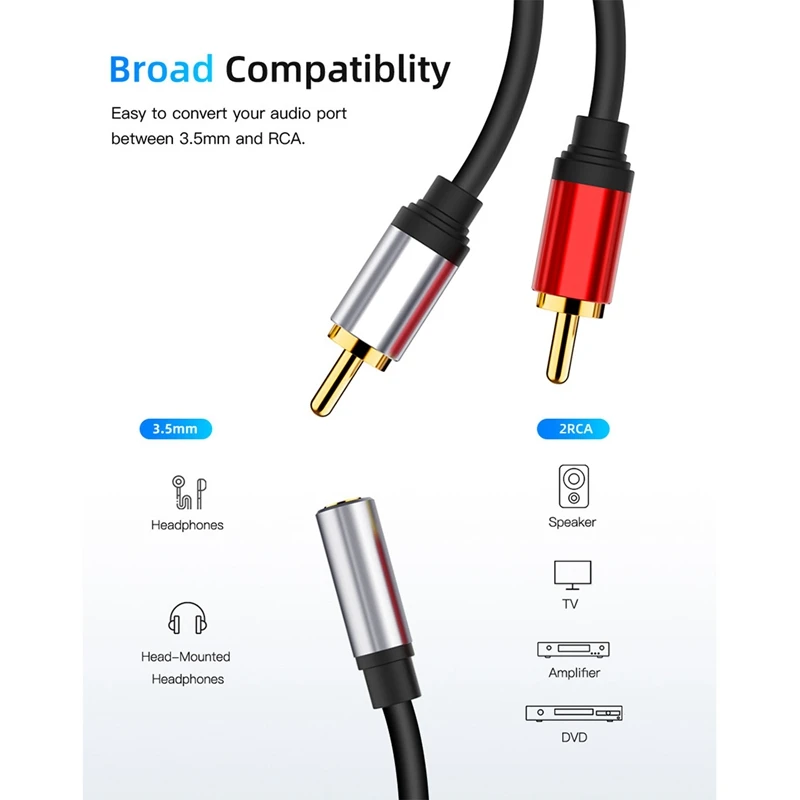RCA Cable 2RCA Male To 3.5Mm Female Audio Aux Cable 3.5Mm Jack Rca Cable For MP3 Phone Home Theater DVD 2RCA Audio Cable