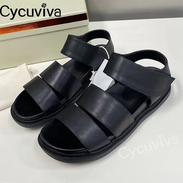 Simple Brand Leather Flat Sandals Women Thick Sole Platform Mules Holiday  Week Beach Shoes For Woman Designer Sandalias Mujer - Women's Sandals -  AliExpress