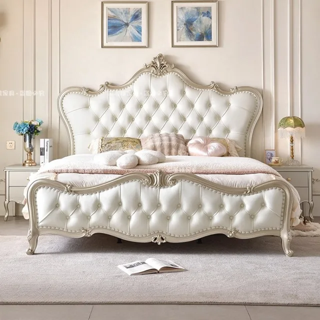 American Style Solid Wood Luxury Beds Modern Minimalist High-End Double Bed French-Designed Bedroom Furniture Fauteuil Lit FYBB 3