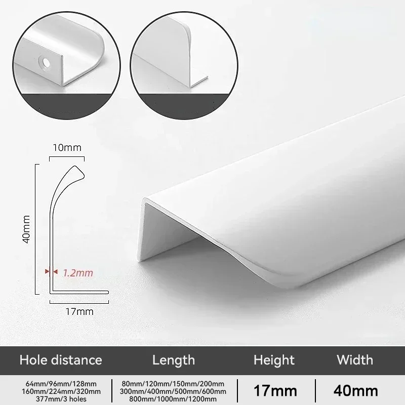 thumbnail image 1 of Manijas ocultas simples para gabinetes, tiradores para puertas de alacenas de cocina, manijas largas elegantes, manijas para muebles de aleación de aluminio, herrajes, 1 of 5