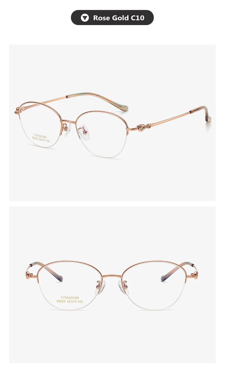 Oveliness Women's Semi Rim Oval Titanium Eyeglasses 13