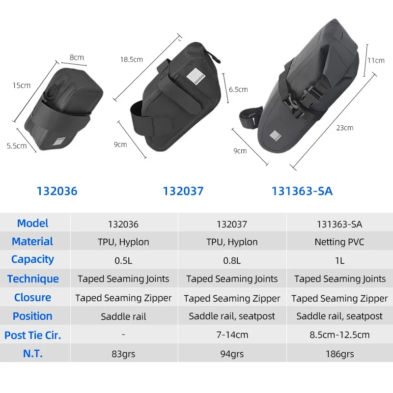 Bicycle Saddle Bag Rear Seat Tube Pannier Tail Pouch Rear Dry Pack 0.5L Capacity bike bag bicycle bag bike accessory bike storage box