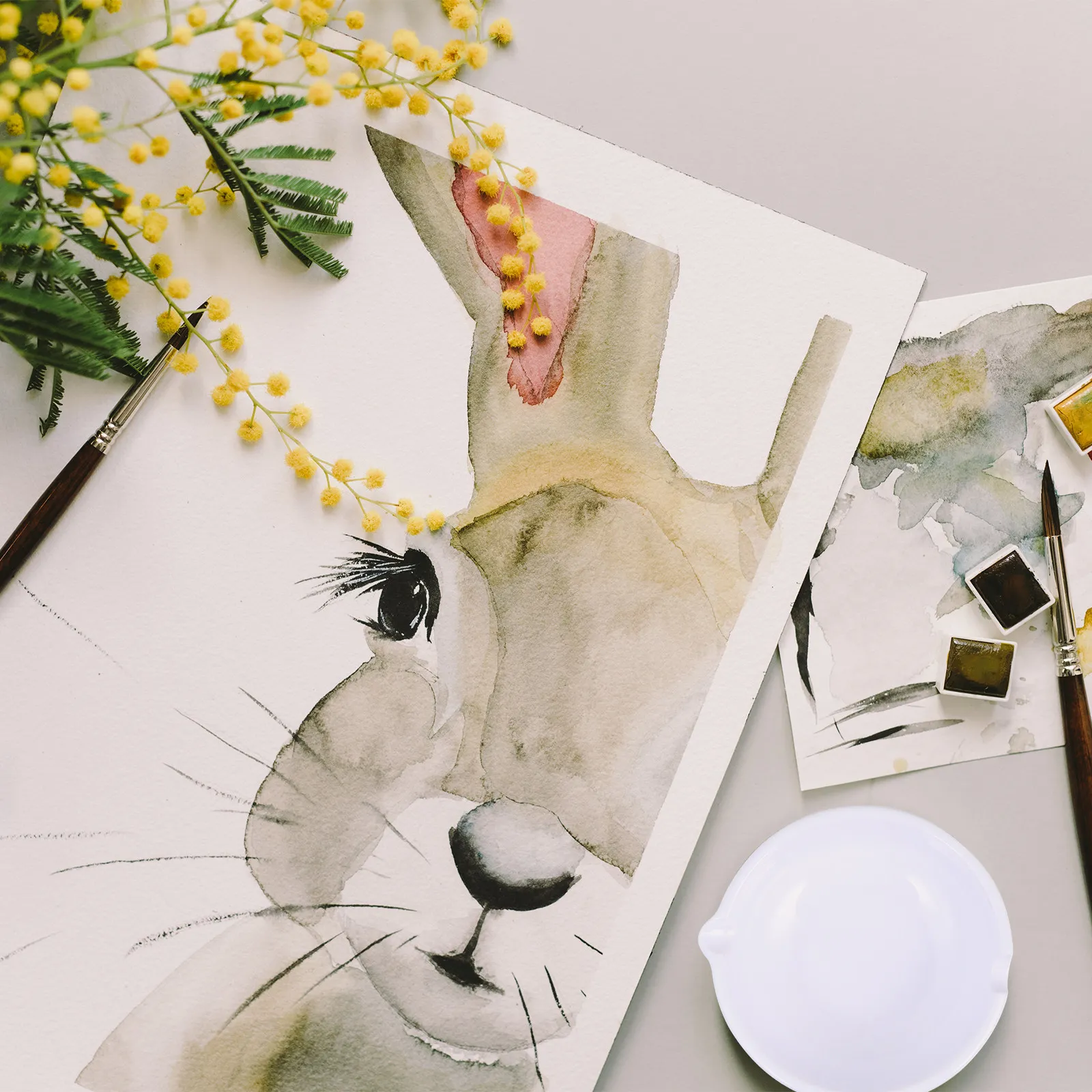 1Pcs 다목적 플라스틱 잉크 플레이트 잉크 접시 서예 브러시 트레이 초보자를위한 모조 도자기 스타일 학생 예술가 선물