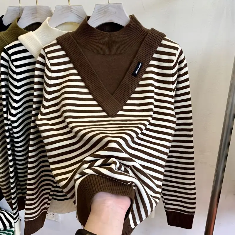 

Женские вязаные пуловеры, повседневный тонкий эластичный свитер с длинным рукавом, Новинка осени-зимы 2023, теплый вязаный свитер T732