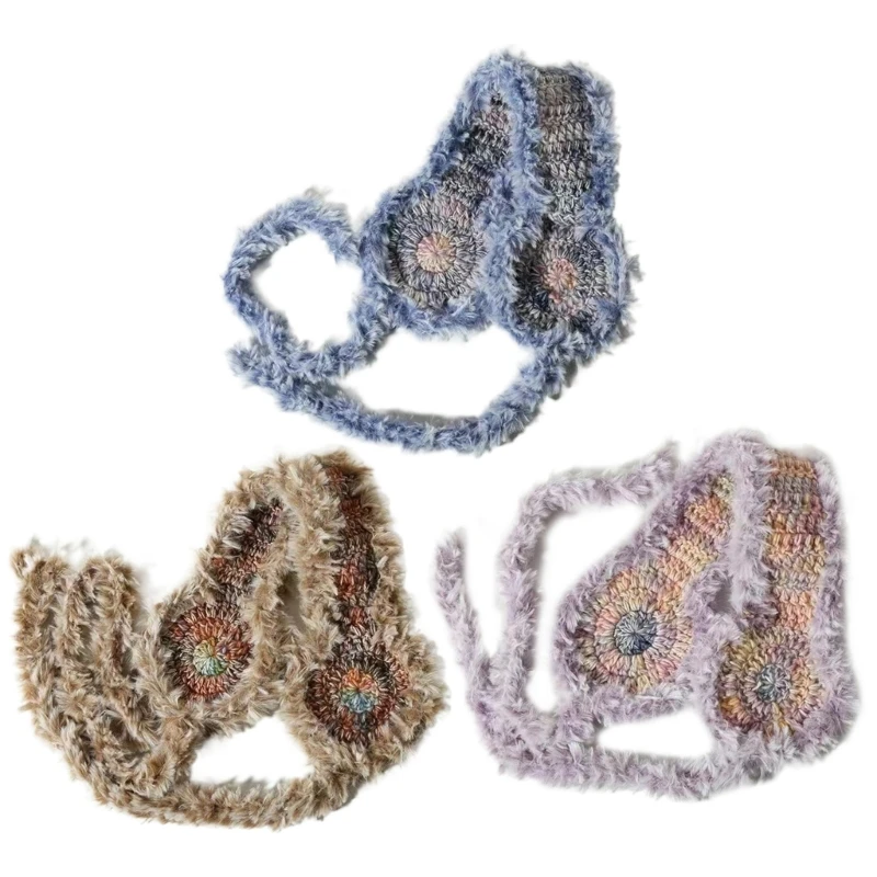 

Women Colorful Knit Furry Earmuffs Winter Cold Weather Windproof Earflap