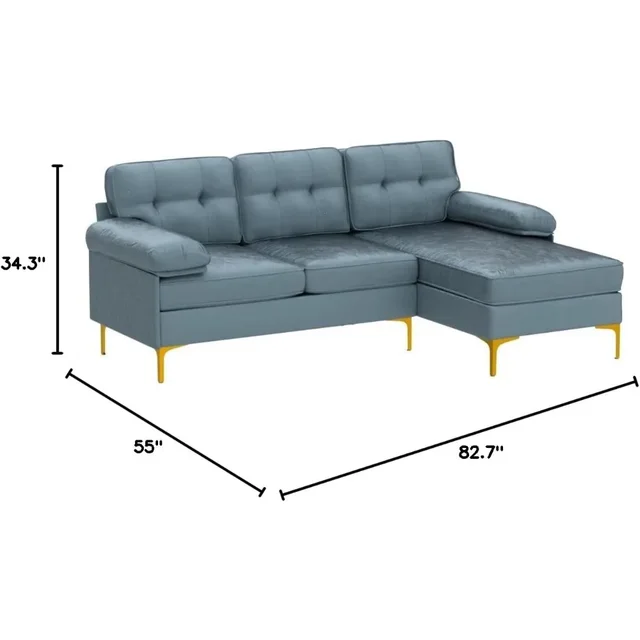 Convertible Sectional Sofa Couch, L-Shape Sofa Couch with Chaise Convertible,ChenilleFabric Upholstered for Office 6