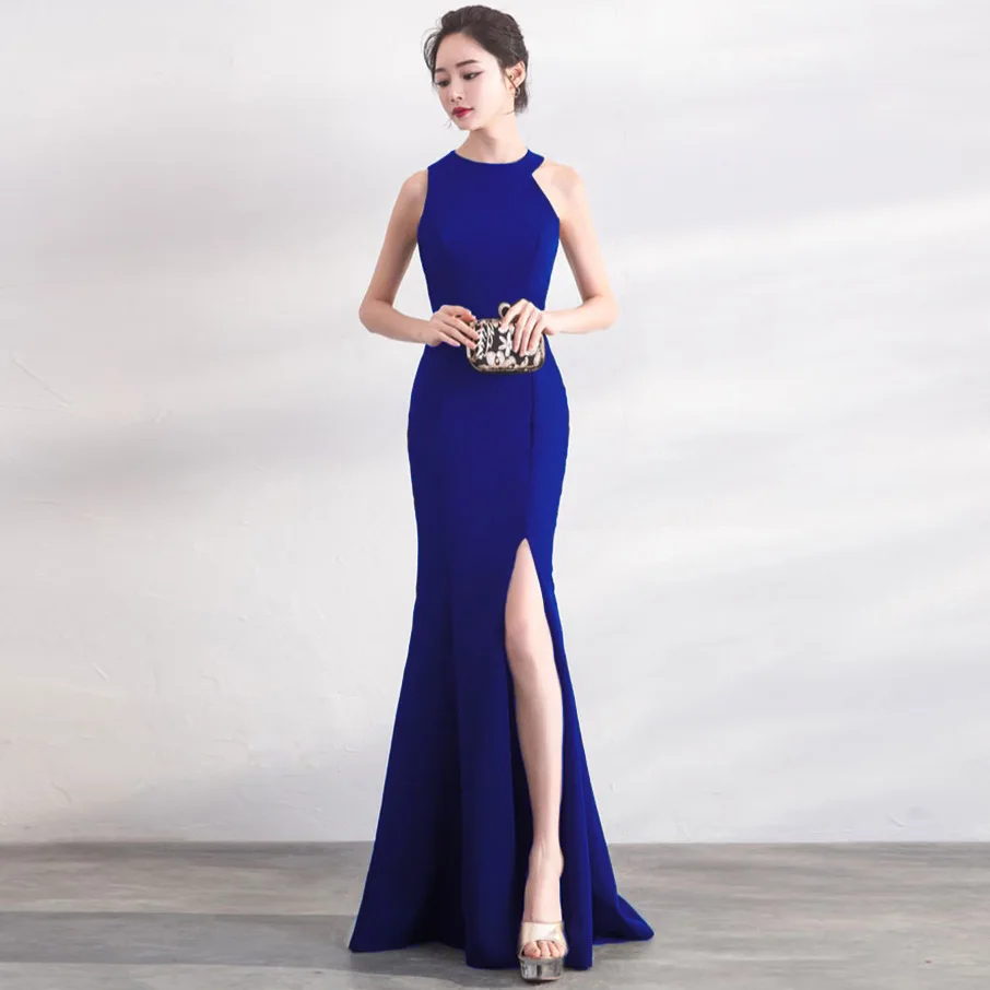 

Red Solid Split Mermaid Hem Maxi Dress High Split Sleeveless Party Dresses Women Summer Bodycon Elegant Club Dress Formal Gowns