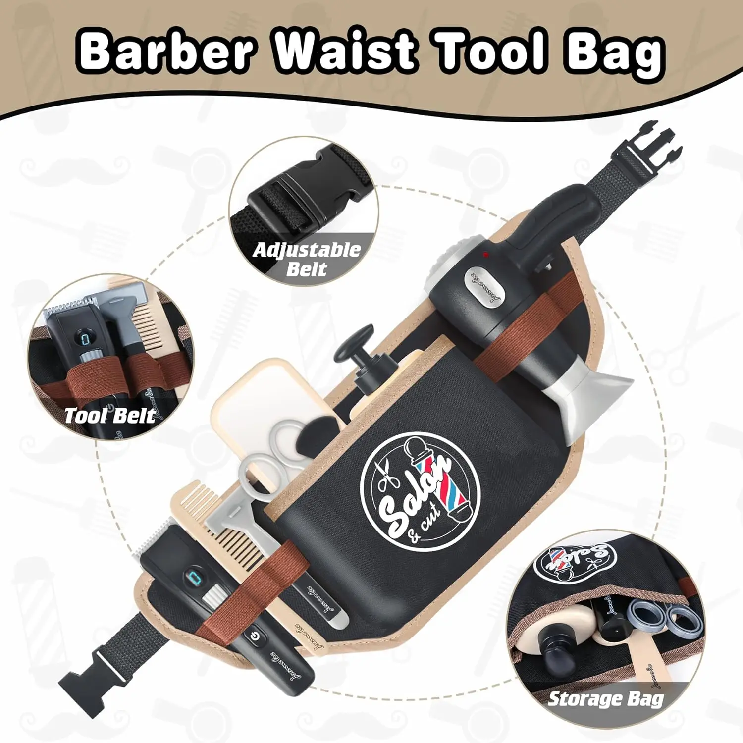 Cool Kids Barber Shop Playset-Hair Cutting Kit for Role Play, Salon, Pretend Play Gift for Boys Girls Age 3+,Christmas,Birthday