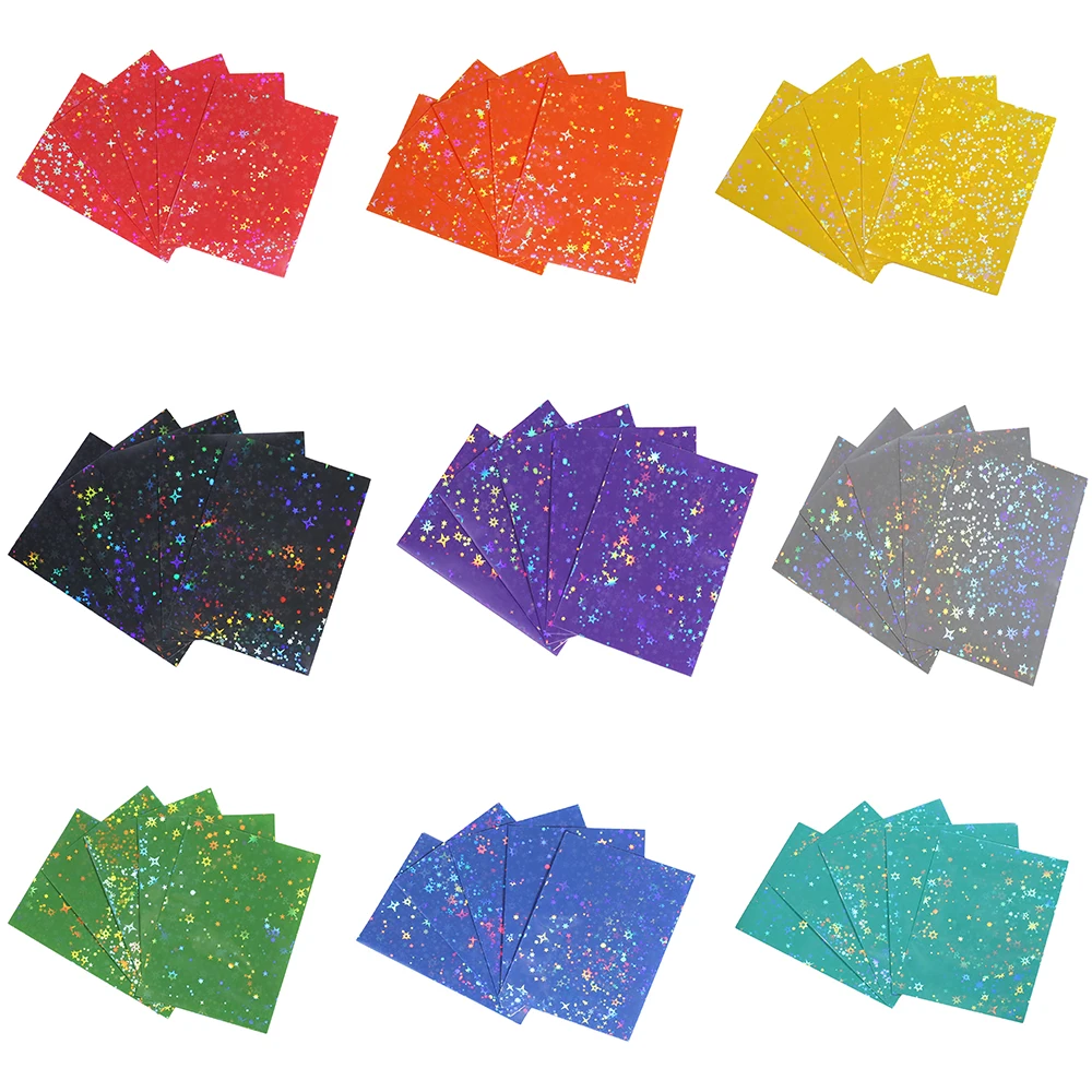 100PCS Colorful Card Sleeves Little Star Laser Flashing Acid free-No Trading Card Holder Holographic Protector Game Card Cover card book name card organizer 240 pockets id card stock album member pp leaf in matt candy color cover book for business card