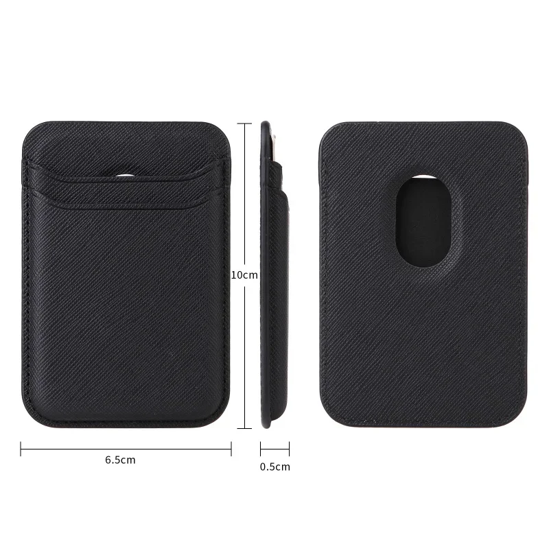 Premium Magnetic Leather Card Holder Case with Dual Card Slots and Carbon Fiber Design