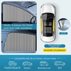 Smooth Sliding Track Car Window Sun Shade - Durable, UV - Protective & Heat - Insulating Fabric (Silver)