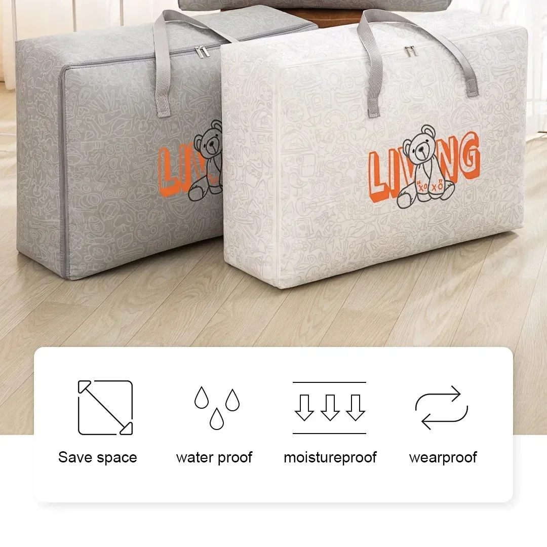 1-5Pcs Clothes Quilt Storage Bag Waterproof Moistureproof Large Capacity Luggage Bag Packing Bag Thickened Non-woven Storage Bag 3