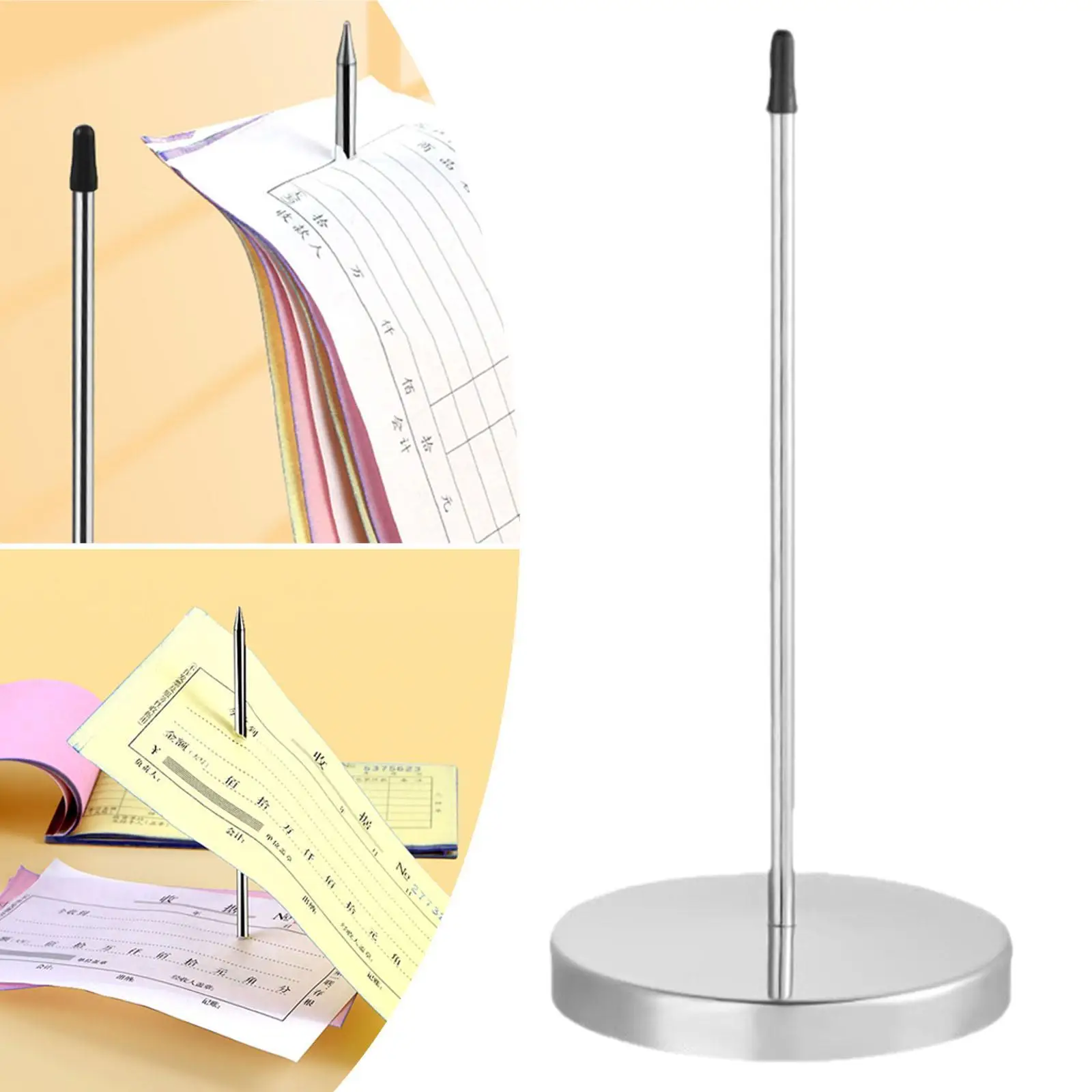 Receipt Holder Paper Memo Holder Straight Rod Portable Metal Note Bill Fork Solid Base Restaurant Office Desk desk receipt holder