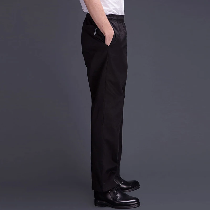 Chef Uniform Restaurant Pants Summer Thin Kitchen Trouser Chef Pants For Men Black Elastic Waist Bottoms Food Service