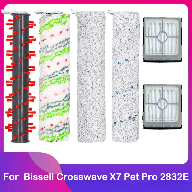 Spare Main Brush HEPA Filter For Bissell Crosswave X7 Pet Pro 2832E