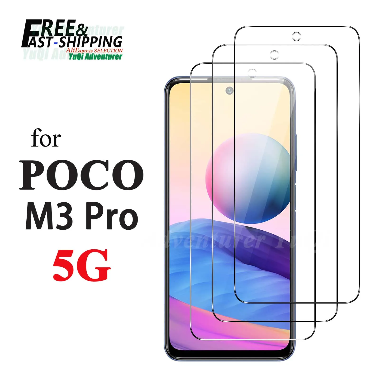 

Screen Protector For POCO M3 Pro 5G Xiaomi, Tempered Glass HD 9H Hight Aluminum Anti Scratch Case Friendly Free Shipping