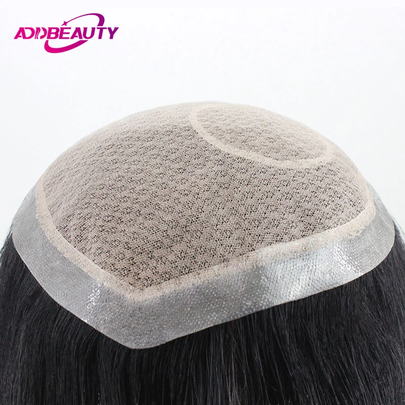 Silk Base Men's Capillary Prosthesis Swiss Lace PU Base Man Toupee 100% Remy Human Hair Wigs Straight Hair System Natural Hair 4