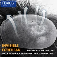 Male Hair Prosthesis Silicone Microskin Base 100% Human Hair Replacement Mens Toupee Breathable Biological Scalp Wigs For Men 1