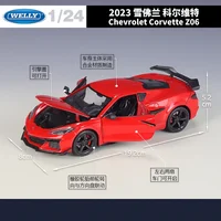 WELLY New 1:24 Chevrolet Corvette Z06 2023 Alloy Car Diecasts & Toy Vehicles Car Model Miniature Scale Model Car For Children 2