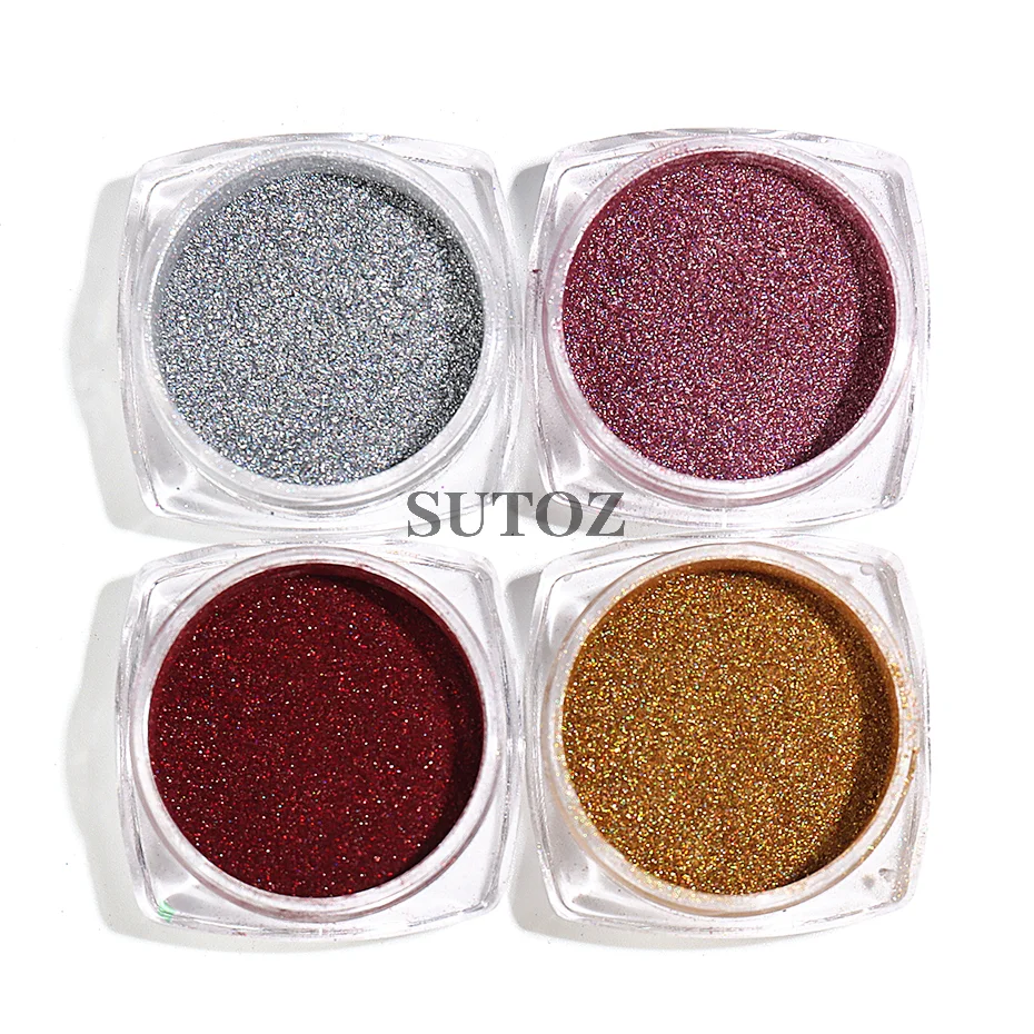 Nail Powder Nail Pigment Nail Glitter Nail Decoration Nail Decorations Nail Powder Set 1Box Laser Glitter Chrome Nail Powders Silver Metal Mirror Dust Manicure accessories Pigment Brush DIY Nails Decorations LELSG-2