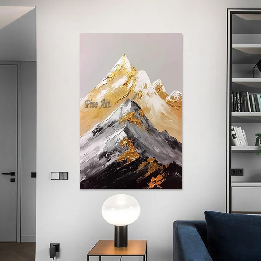 

Goldfoil Mountain Acrylic Textured Abstract Painting Home Designs Decorations Modern Art Canvas Wall Pictures For Living Room