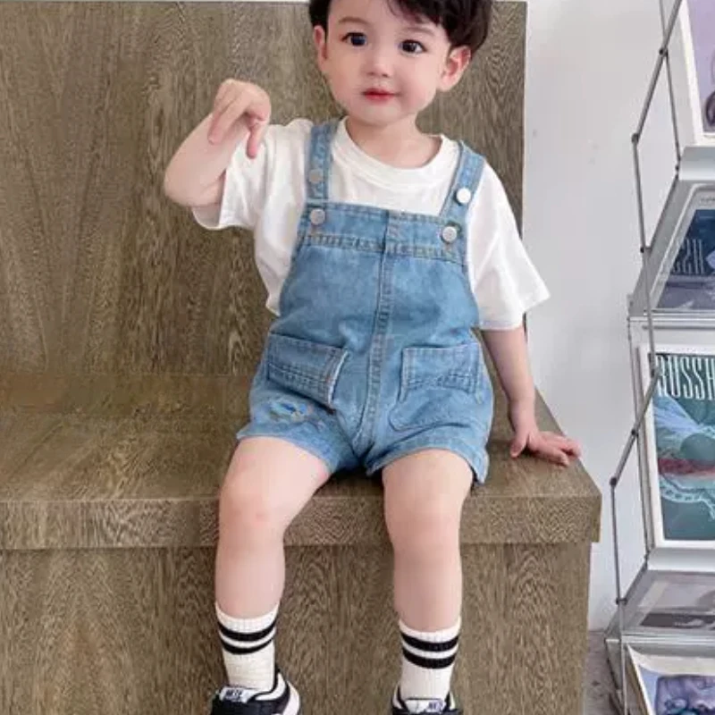 Children Overalls Pants Boy's Girl's Jeans Suspenders Shorts Summer Autumn